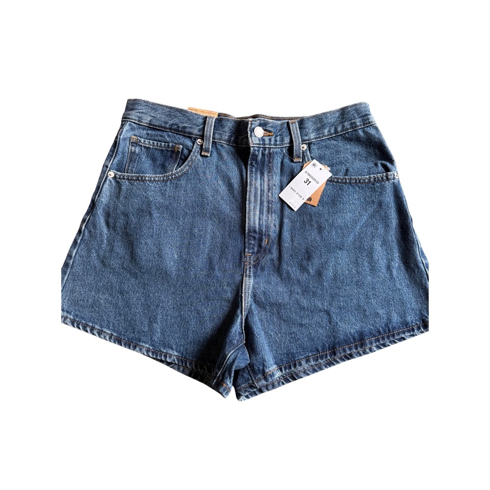 Levis High Waisted Mom Shorts Blue Denim Medium Wash A19650045 Size 31 12